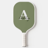 Einfache Hellgrüne Monogramm-Initialen Pickleball Schläger (Vorderseite)