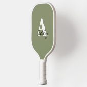 Einfache Hellgrüne Monogramm-Initialen Pickleball Schläger (Links)