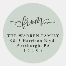 Einfache hellgrüne Script-Rücksendeadresse Runder Aufkleber