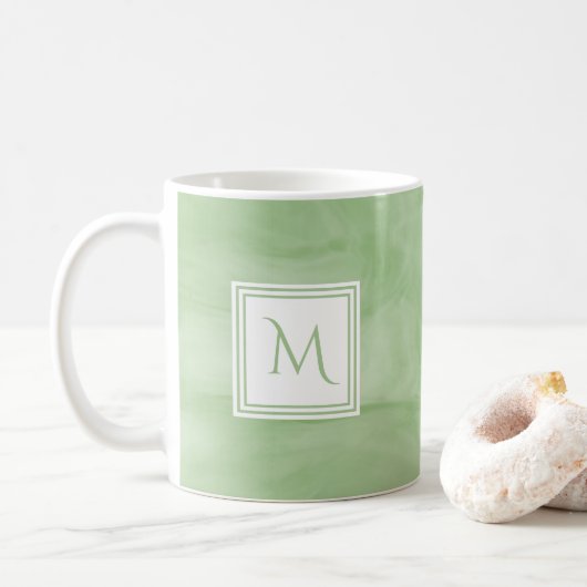 Einfache hellgrüne, subtile Marmorverkleidung Mode Kaffeetasse (Mit Donut)