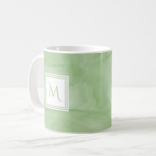 Einfache hellgrüne, subtile Marmorverkleidung Mode Kaffeetasse (Vorderseite Links)