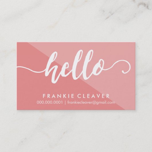 EINFACHE HELLO SCRIPT handgezeichnete Art Koralle Visitenkarte (Vorderseite)