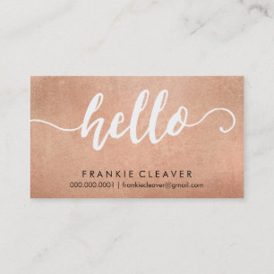 EINFACHE HELLO SCRIPT handgezeichnete Rose Goldfol Visitenkarte