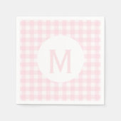 Einfache, hellrosa Gingham Monogramm Serviette (Vorderseite)