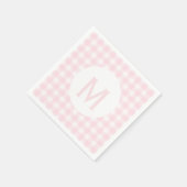 Einfache, hellrosa Gingham Monogramm Serviette (Ecke)