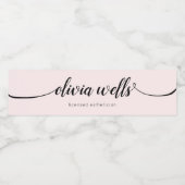 Einfache hellrosa handgeschriebene Script-Kalligra Wasserflaschenetikett (Einzelnes Label)