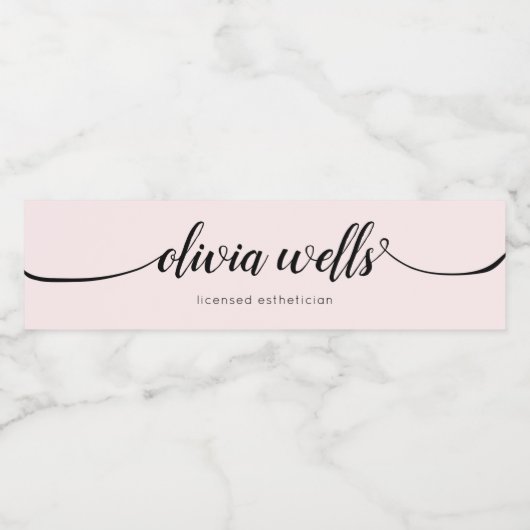 Einfache hellrosa handgeschriebene Script-Kalligra Wasserflaschenetikett (Einzelnes Label)