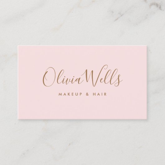 Einfache, hellrosa, handgeschriebene Skripte Socia Visitenkarte (Vorderseite)