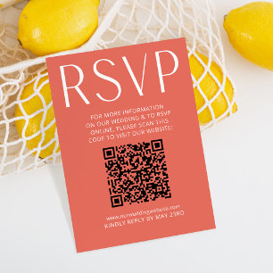 Einfache, hellrosa Hochzeit RSVP Online QR Code Karte