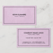 Einfache hellrosa Leder Textur Schwarzer Rahmen Visitenkarte (Vorne/Hinten)