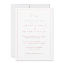 Einfache hellrosa Monogram Elegant Wedding