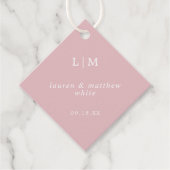 Einfache hellrosa Monogram Elegant Wedding Geschenkanhänger (Vorderseite)