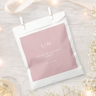 Einfache hellrosa Monogram Elegant Wedding Geschenktütchen