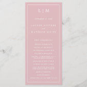 Einfache hellrosa Monogram Elegant Wedding Programm (Vorderseite)
