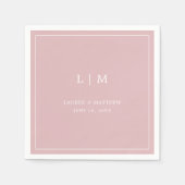 Einfache hellrosa Monogram Elegant Wedding Serviette (Vorderseite)
