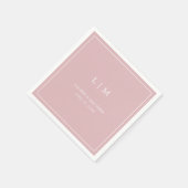 Einfache hellrosa Monogram Elegant Wedding Serviette (Ecke)