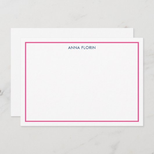 Einfache, hellrosa Note Card Mitteilungskarte (Vorne/Hinten)