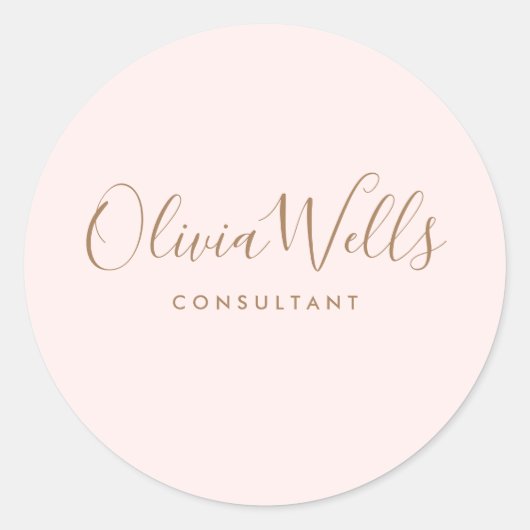 Einfache, hellrosa Signatur-Script-Ordner Runder Aufkleber (Vorderseite)