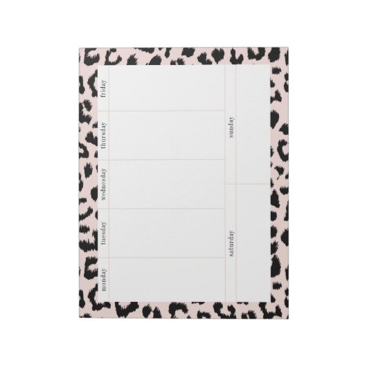 Einfache, hellrosa und schwarze Leopardendecke Woc Notizblock (Rotiert)