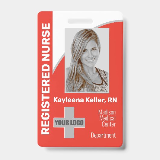 Einfache hellrote Logo Barcode-ID Eingetragene Kra Ausweis (Vorderseite)