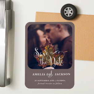 Einfache Herbst-Foto-Save-the-Date-Karte Magnet