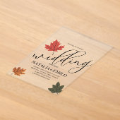 Einfache Herbst-Hochzeits-Blatt Acryleinladungen (Ablage )