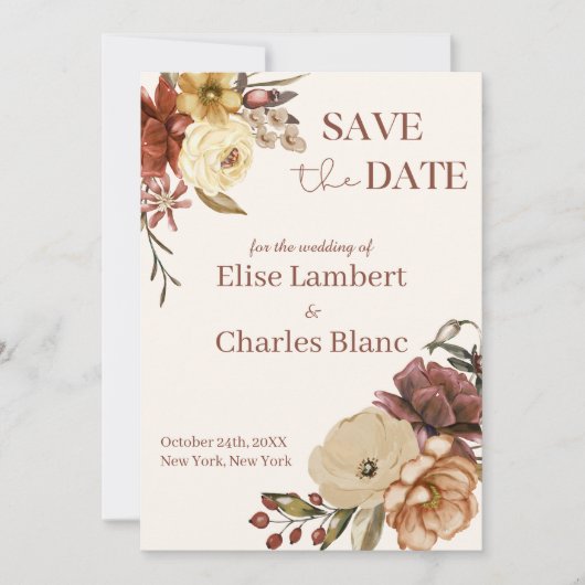 Einfache Herbst-Rustikale Hochzeit Save The Date (Vorderseite)