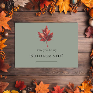 Einfache Herbst-Sage-Grün-Hochzeits-Brautjungfer-E Einladung