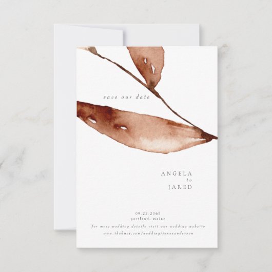 Einfache Herbst-Wasserfarben-Foliage Save The Date (Vorderseite)