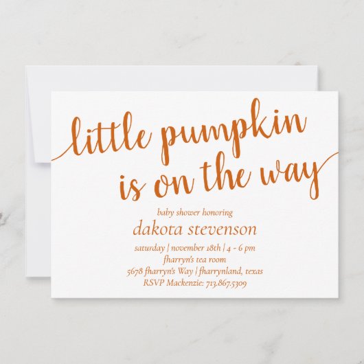 Einfache Herbstdusche | Burnt Orange Little Pumpki Einladung (Vorderseite)