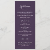 Einfache Herbstfeier Lila Elegantes Script Hochzei Programm (Vorderseite)