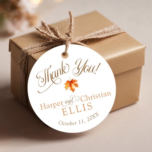 Einfache Herbstkulisse Rustikale Herbsthochzeit Geschenkanhänger