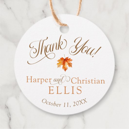 Einfache Herbstkulisse Rustikale Herbsthochzeit Geschenkanhänger (Rückseite)