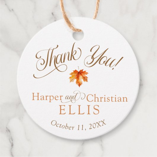 Einfache Herbstkulisse Rustikale Herbsthochzeit Geschenkanhänger (Vorderseite)