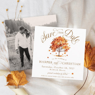 Einfache Herbstlaube Tree Modernes Foto Herbsthoch Save The Date