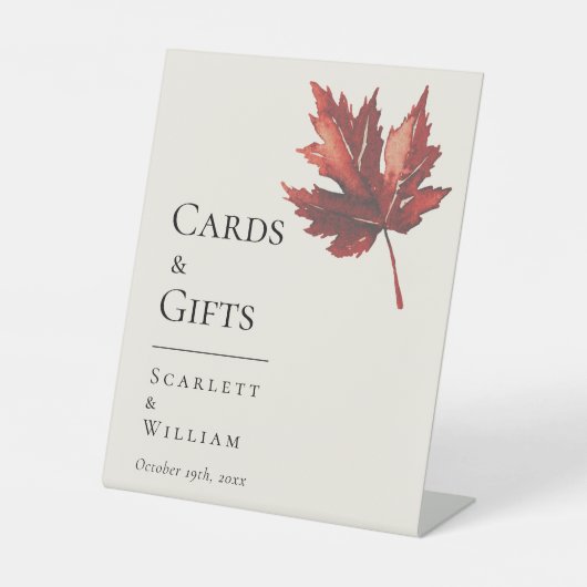 Einfache Herbstleaf-Creme Hochzeitskarten und Gesc Sockelschild (Vorderseite)