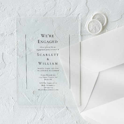 Einfache herkömmliche Minimal Wir sind Verlobt Acryleinladungen