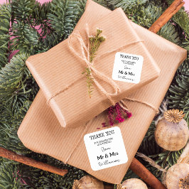 Einfache Herr und Frau Black and White Vielen Dank Quadratischer Aufkleber