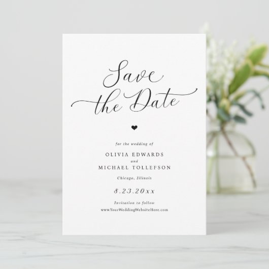 Einfache Herz Elegant Hochzeit Speichern Sie die D Save The Date (Stehend Vorderseite)
