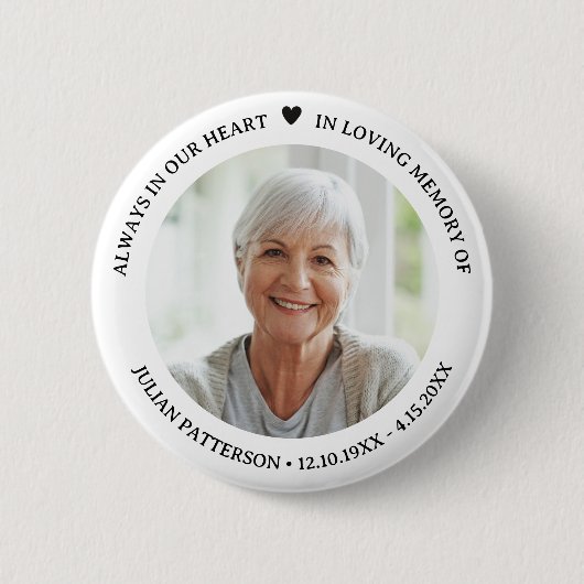 Einfache Herz-Foto-Beerdigung Memorial Keepake Button (Vorderseite)