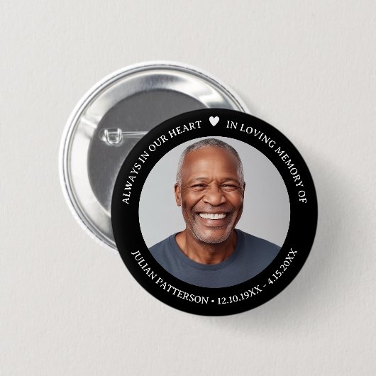 Einfache Herz-Foto-Beerdigung Memorial Keepake Button (Vorne & Hinten)