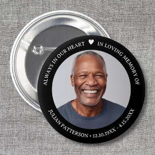 Einfache Herz-Foto-Beerdigung Memorial Keepake Button