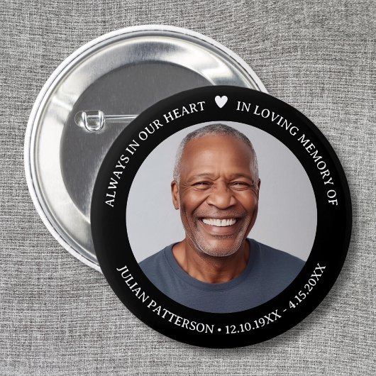 Einfache Herz-Foto-Beerdigung Memorial Keepake Button