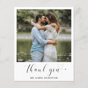 Einfache Herz Foto Budget-Hochzeit Danke Karte