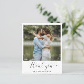 Einfache Herz Foto Hochzeit Dankeschön Karte (Stehend Vorderseite)