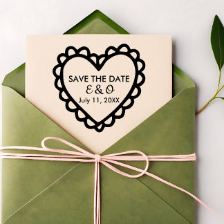 Einfache Herz Hochzeit Save-the-Date Gummistempel