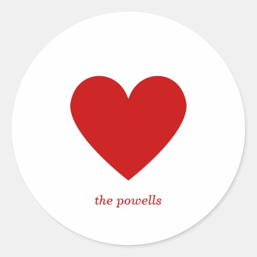 Einfache Herz-Klassische Liebe Minimalistisch Chic Runder Aufkleber (Vorderseite)