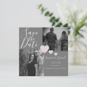 Einfache Herz-Pink-Grau Foto Collage Card (Stehend Vorderseite)