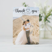 Einfache Herz-Script Hochzeit Vielen Dank Karten (Stehend Vorderseite)