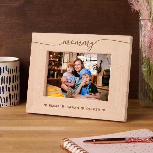 Einfache Herz-Script-Mommy-Mama Laser Etched Geätzte Rahmen